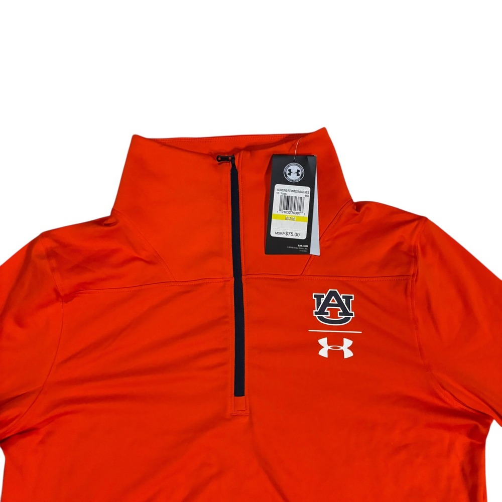 Under Armour Auburn Tigers Womens Orange HeatGear Quarter Zip‎ Pullover MD